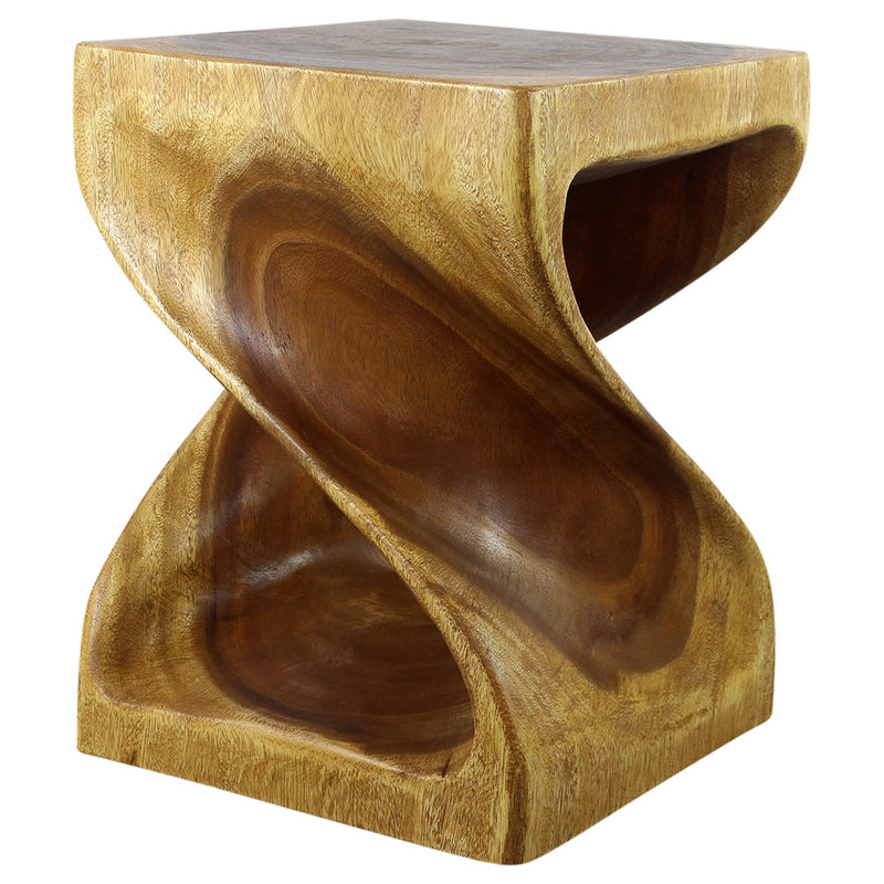 Haussmann® Wood Twist End Table 15 x 15 x 20 inch High Oak Oil