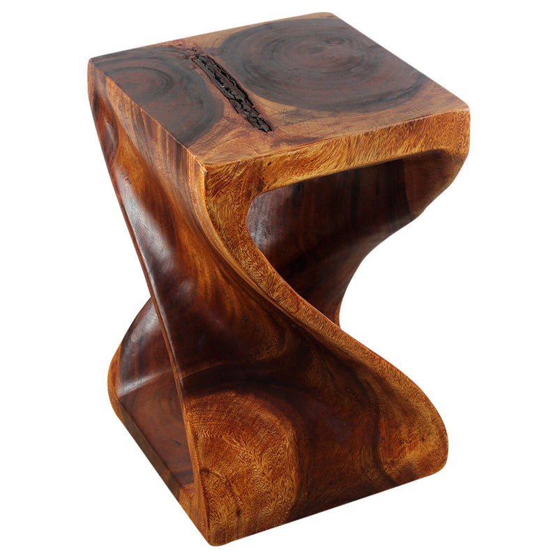 Haussmann® Wood Twist End Table 15 x 15 x 23 inch High Cherry Oil