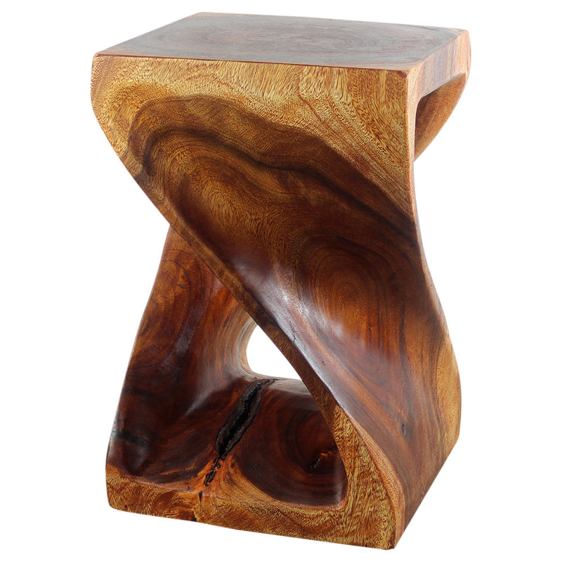 Haussmann® Wood Twist End Table 15 x 15 x 23 inch High Cherry Oil