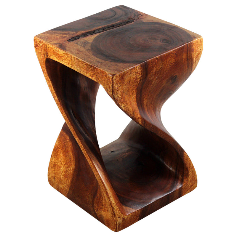 Haussmann® Wood Twist End Table 15 x 15 x 23 inch High Cherry Oil