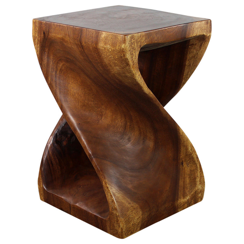 Haussmann® Wood Twist End Table 15 x 15 x 23 inch High Walnut Oil