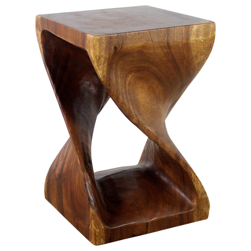 Haussmann® Wood Twist End Table 15 x 15 x 23 inch High Walnut Oil