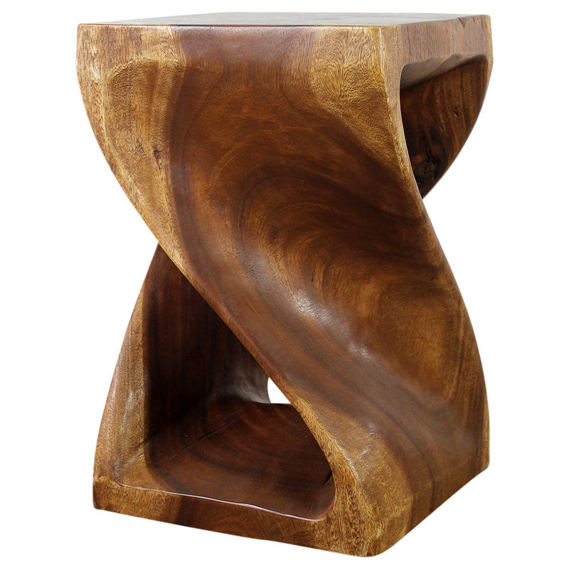 Haussmann® Wood Twist End Table 15 x 15 x 23 inch High Walnut Oil