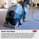 3-in-1 Commercial Carpet Extractor Cleaner, 18” Width, 9 Gallon Dual Tanks, Dual 1000W Motors for Hotels, Offices & Upholstery