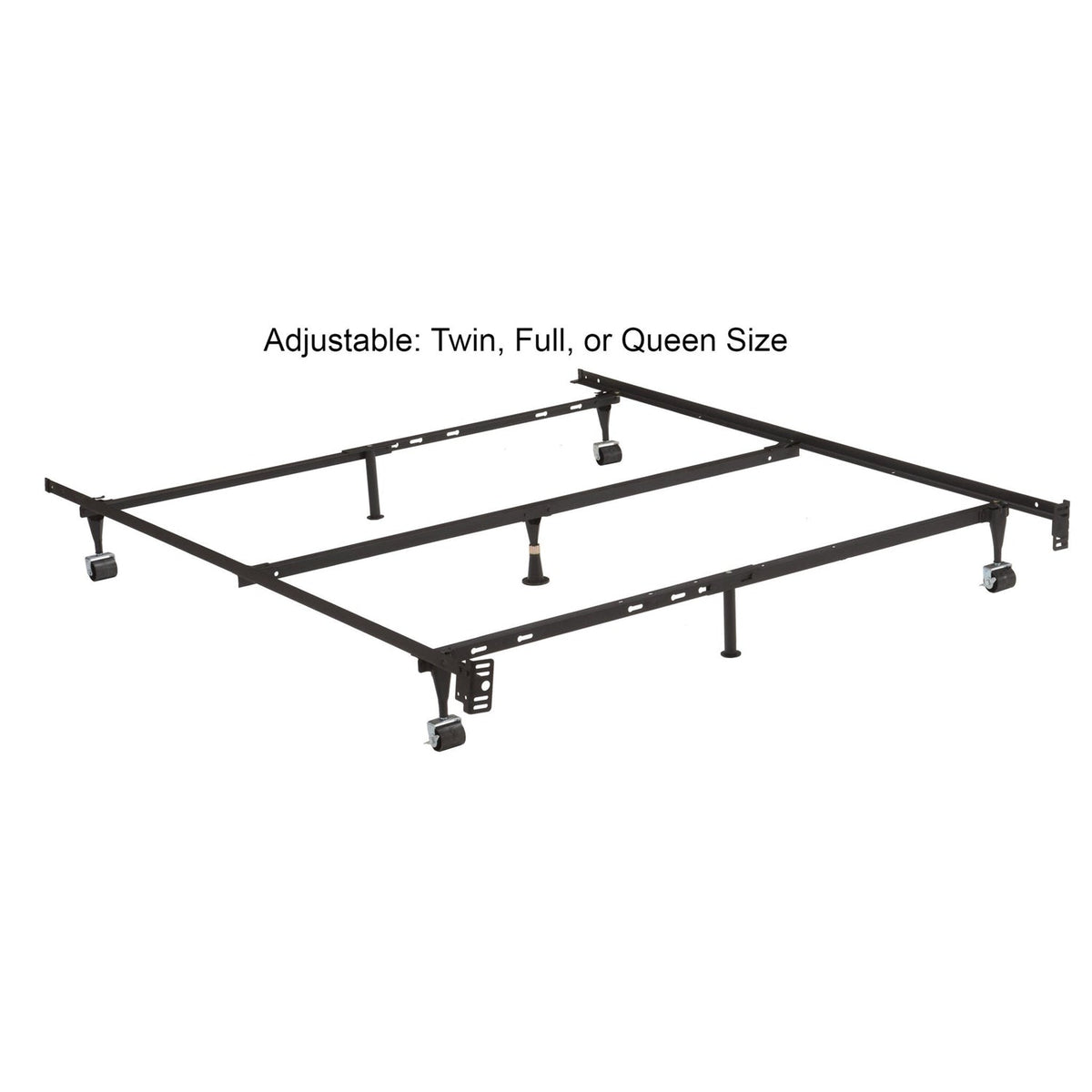 Twin, Full, Queen Sturdy Black Metal Adjustable Bed Frame w/Headboard Brackets, photo 3 of 3