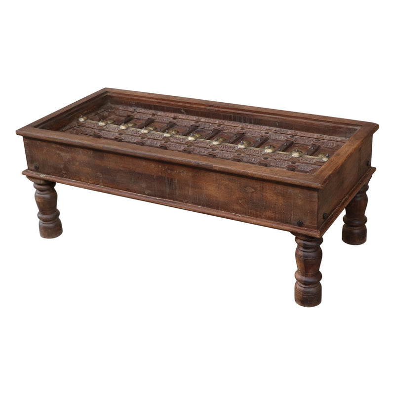 1900s Carved Window Coffee Table