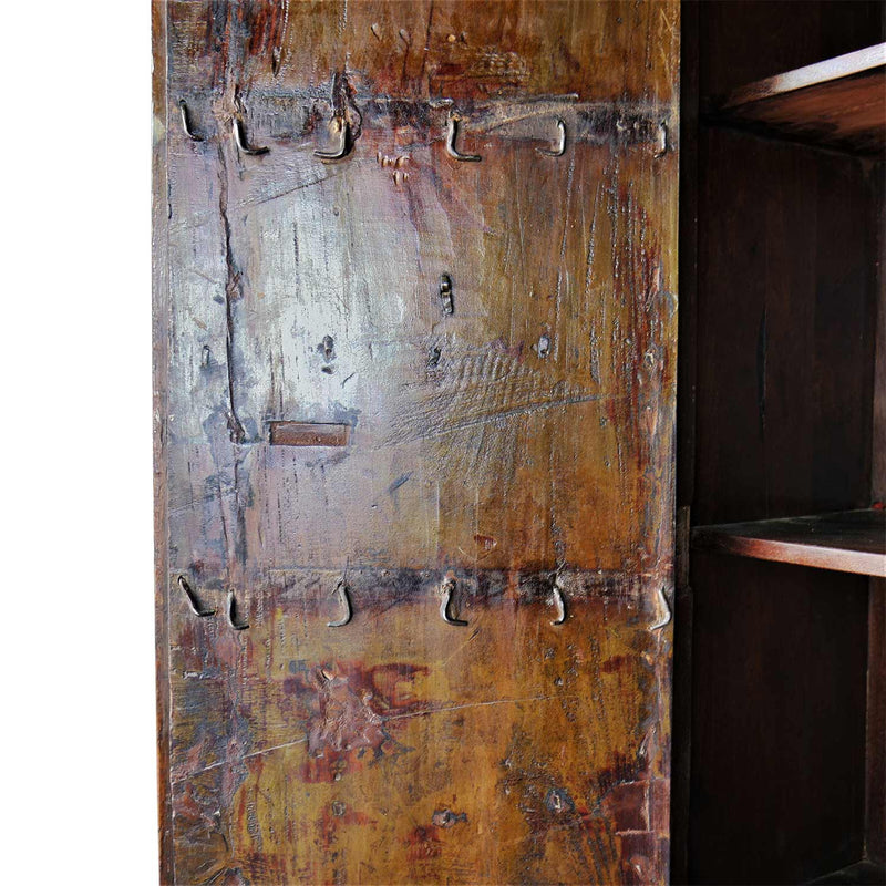 1900s Arched Antique Teak Wood Door Armoire
