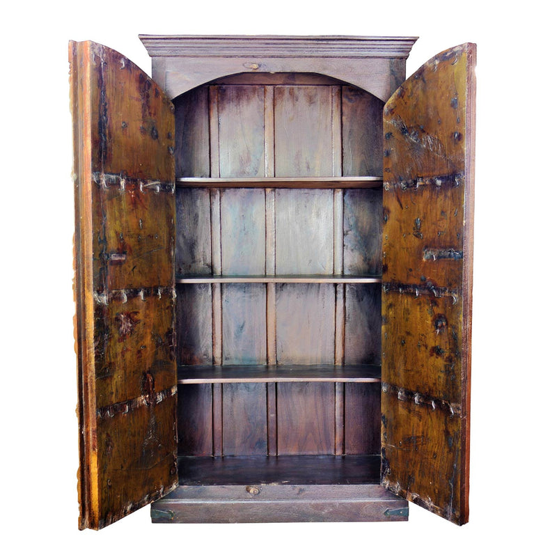 1900s Arched Antique Teak Wood Door Armoire