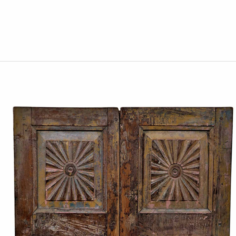 1900s Teak Wood Carved Window Wall Panel