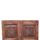 1900s Teak Wood Floral Carved Window Repurposed Wall Panel