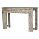 47 in. Long Mid Century Modern Solid Wood Carved Distressed Console