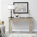 47 in. Long Mid Century Modern Solid Wood Carved Distressed Console