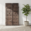 1800s Antique Teak Wood Distressed Rustic Door With Metal Straps