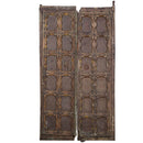 1900s Antique Teak Wood Door With Rustic Metal Inset