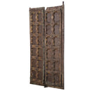 1900s Antique Teak Wood Door With Rustic Metal Inset