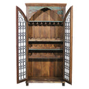 84 Inch Tall Farmhouse Style Wine Bar Cabinet With Iron Grills