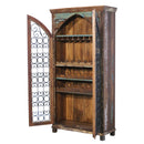84 Inch Tall Farmhouse Style Wine Bar Cabinet With Iron Grills