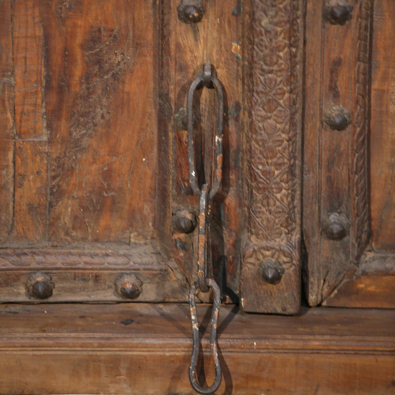 1900s Antique Rustic Teak Wood Door With Frame