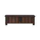 65" Large Teak Wood Bed End Blanket Chest With Iron Accent
