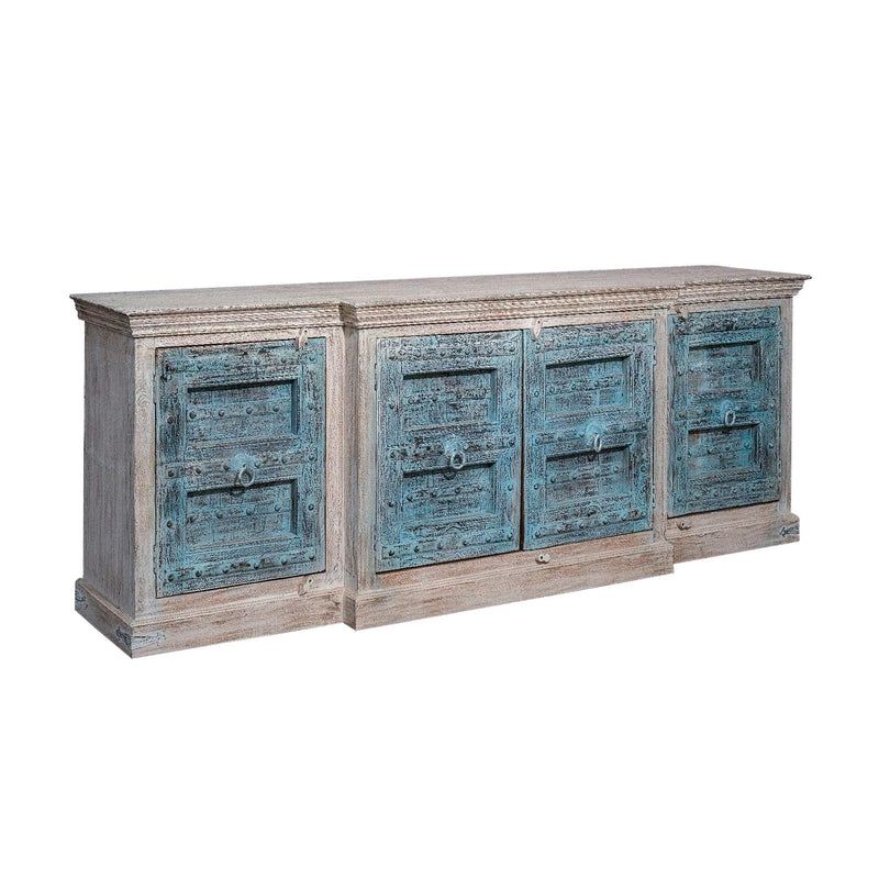 1900s Antique Door Repurposed 105" Long Sideboard Credenza