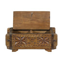 12" Long Hand Carved Wooden Trinket Jewelry Box