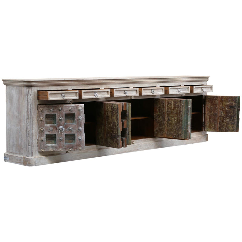 1800s Antique Door 131 Inches Extra Long Solid Wood Sideboard