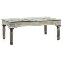 1800s Carved Antique Door Dining Table In Distressed White Finish