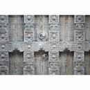 1800s Carved Antique Door Dining Table In Distressed White Finish