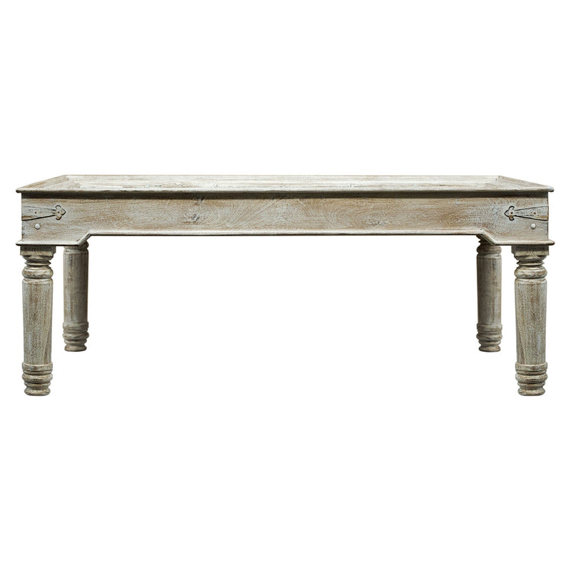 1800s Carved Antique Door Dining Table In Distressed White Finish