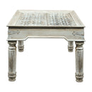79" Long Carved Antique Door Dining Table - Distressed White