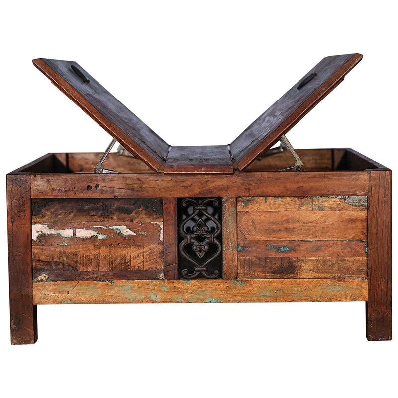 40 in. Square Reclaimed Wood Storage Trunk Coffee Table