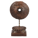 1800s Antique Pulley Repurposed Display On Column Base 23 in. Tall Shelf Decor