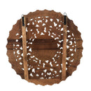 24" Round Lattice Carved Distressed White Solid Wood Wall Panel