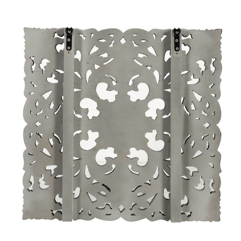 24" Square Lattice Carved Solid Wood Wall Panel