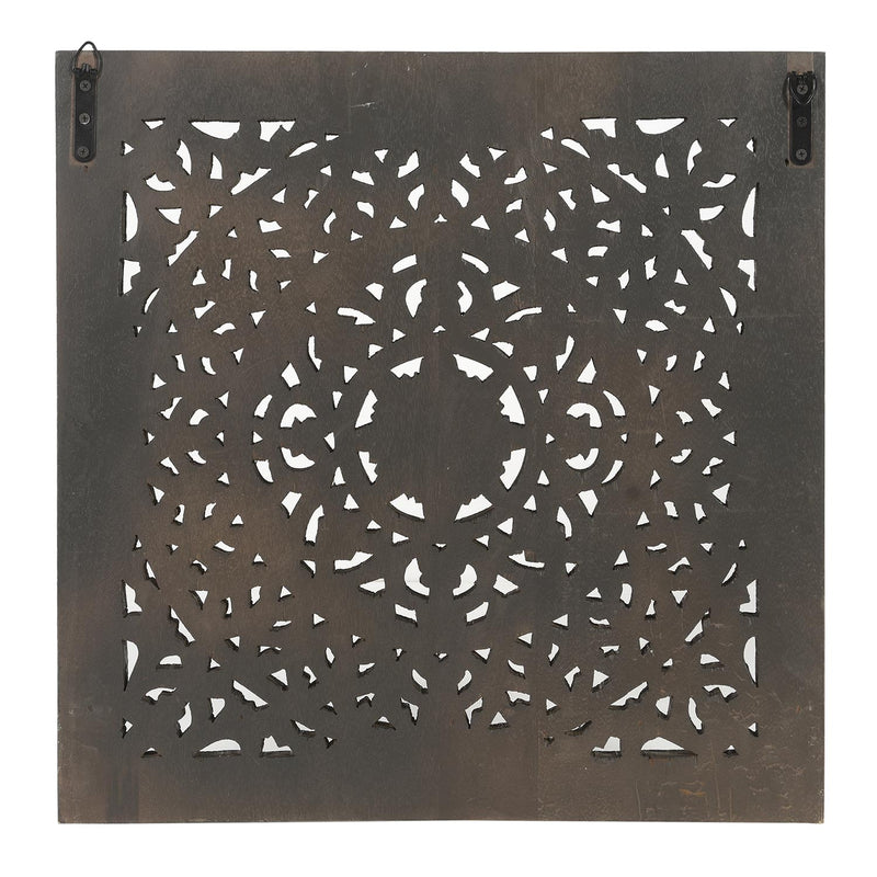 24" Square Lattice Carved Solid Wood Framed Wall Panel