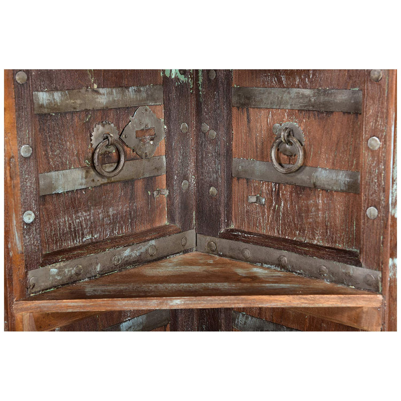 1900s Teak Wood Door Repurposed Eclectic Corner Display Unit