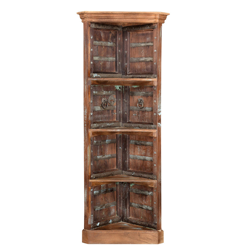 1900s Teak Wood Door Repurposed Eclectic Corner Display Unit
