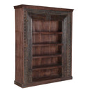 1800s Antique Teak Wood Doorframe Upcycled 68" Wide Large Bookcase Display