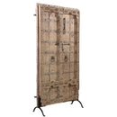1800s Antique Carved Door In Natural Finish On Metal Dispay Stand