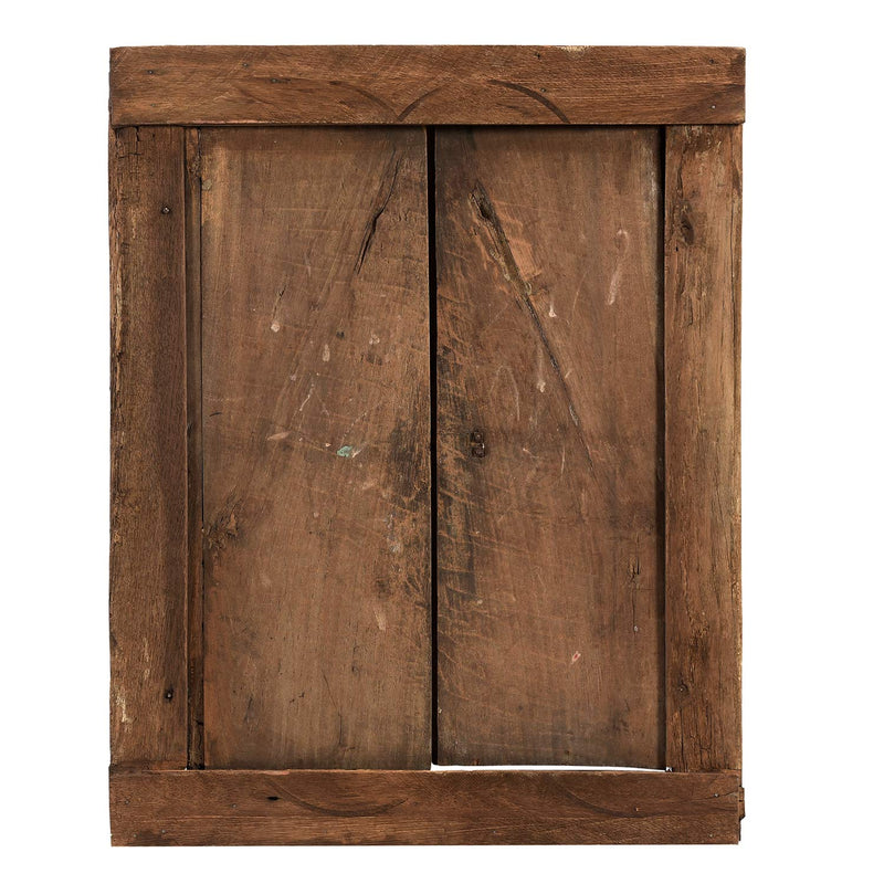 1900s Vintage Carved Rustic Window 23" x 29" Wall Hanging