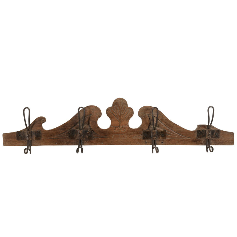 30 in. Long Farmhouse Style Distressed Wooden 4 Hooks Wall Panel