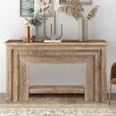 1800s Carved Door Frame Upcycled 68" Long Farmhouse Sofa Table