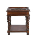 24 in. Square Solid Wood Vintage End Table With Iron Grill Inset