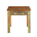 24 in. Sqaure Distressed Painted Solid Wood End Table With Drawer