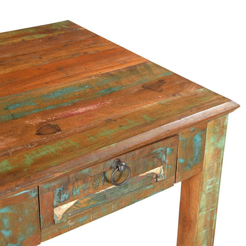 24 in. Sqaure Distressed Painted Solid Wood End Table With Drawer