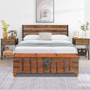 50 in. Long Rustic Teak Wood Bed End Blanket Chest With Iron Accents