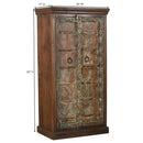 Antique Carved Door Repurposed 65 in. Tall Rustic Armoire