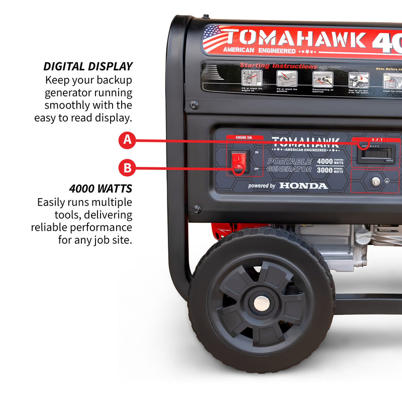 4000 Watt Honda Powered Generator Portable Gas Power Professional Use