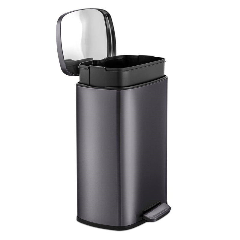 13 Gallon Black Stainless Steel Kitchen Trash Can with Step Open Lid, photo 3 of 5