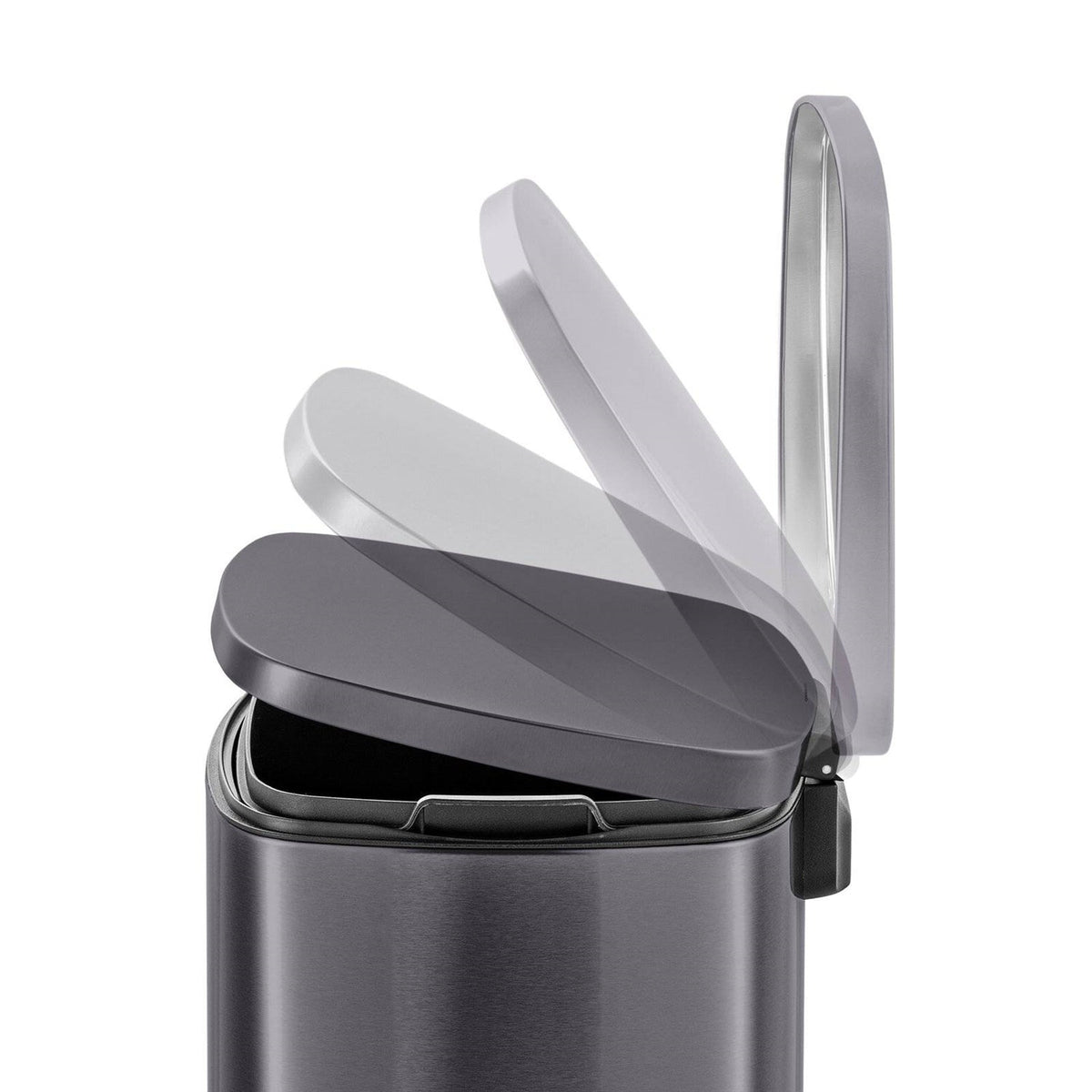 13 Gallon Black Stainless Steel Kitchen Trash Can with Step Open Lid, photo 5 of 5